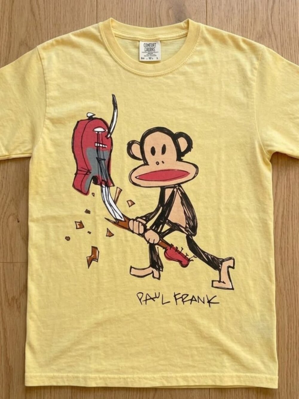 Comfort Yellow Short-Sleeve Tee with Red Graphic Monkey Reprint